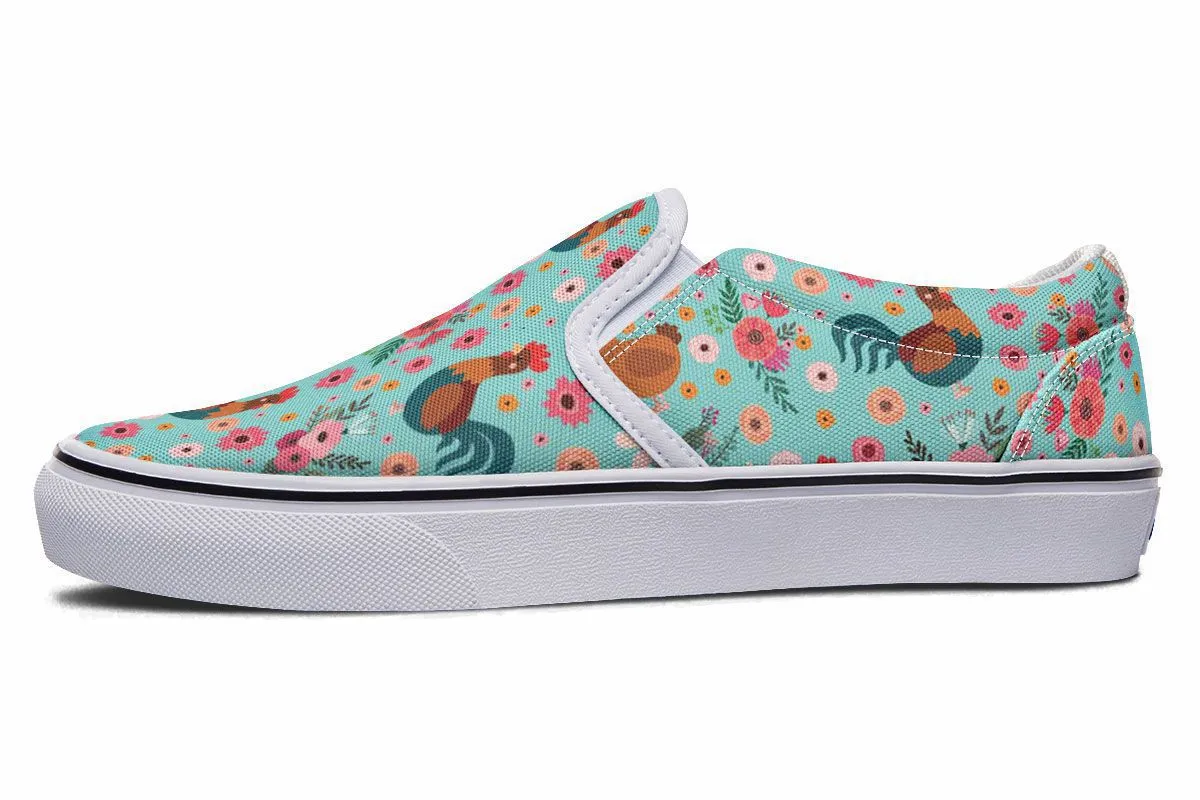 Chicken Flower Slip-On Shoes
