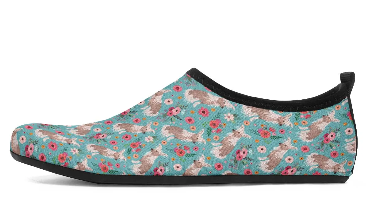 Chinese Crested Flower Aqua Barefoot Shoes