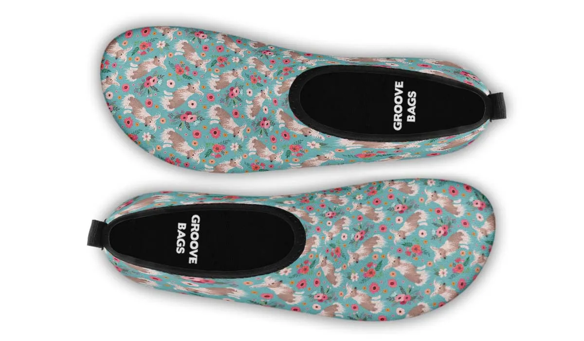 Chinese Crested Flower Aqua Barefoot Shoes