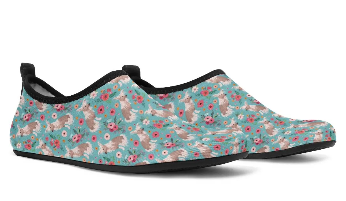 Chinese Crested Flower Aqua Barefoot Shoes