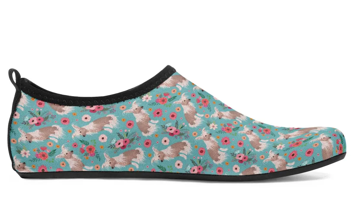 Chinese Crested Flower Aqua Barefoot Shoes