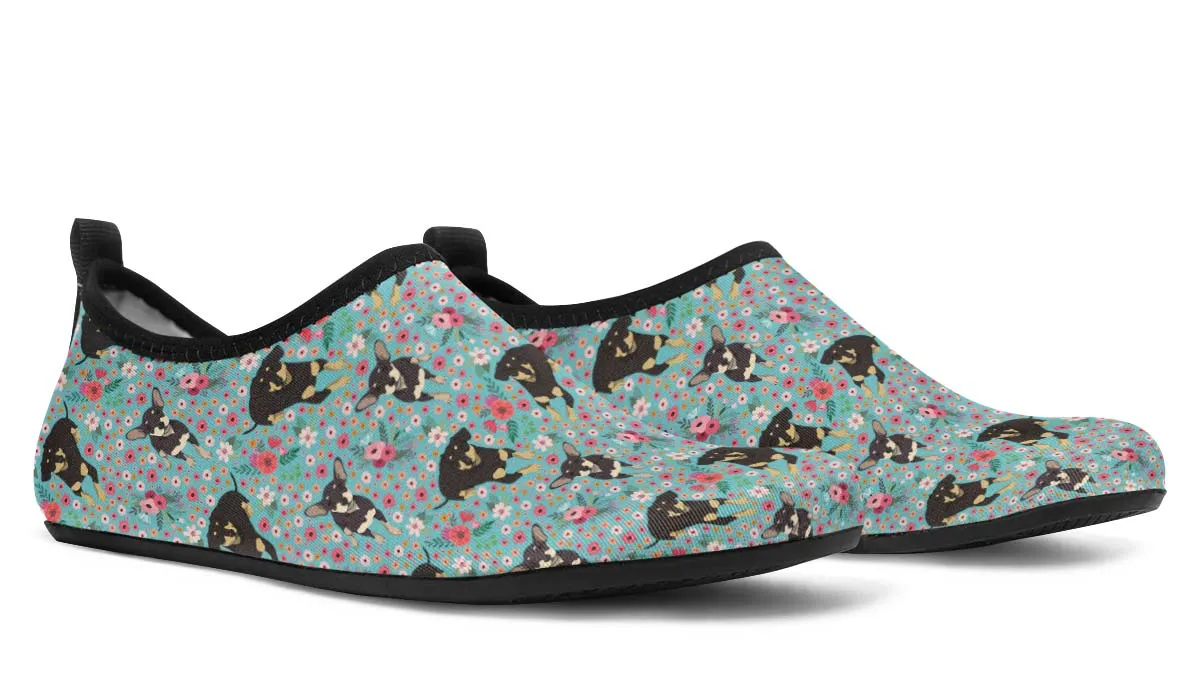 Chiweenie Flower Aqua Barefoot Shoes