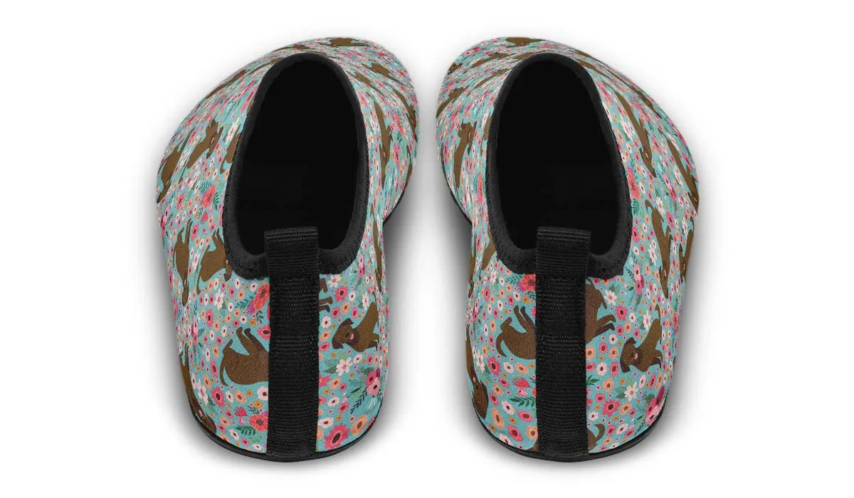 Chocolate Labrador Flower Aqua Barefoot Shoes