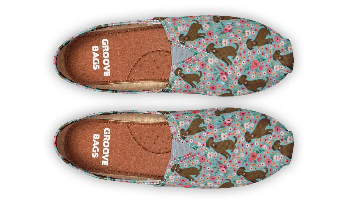Chocolate Labrador Flower Casual Shoes