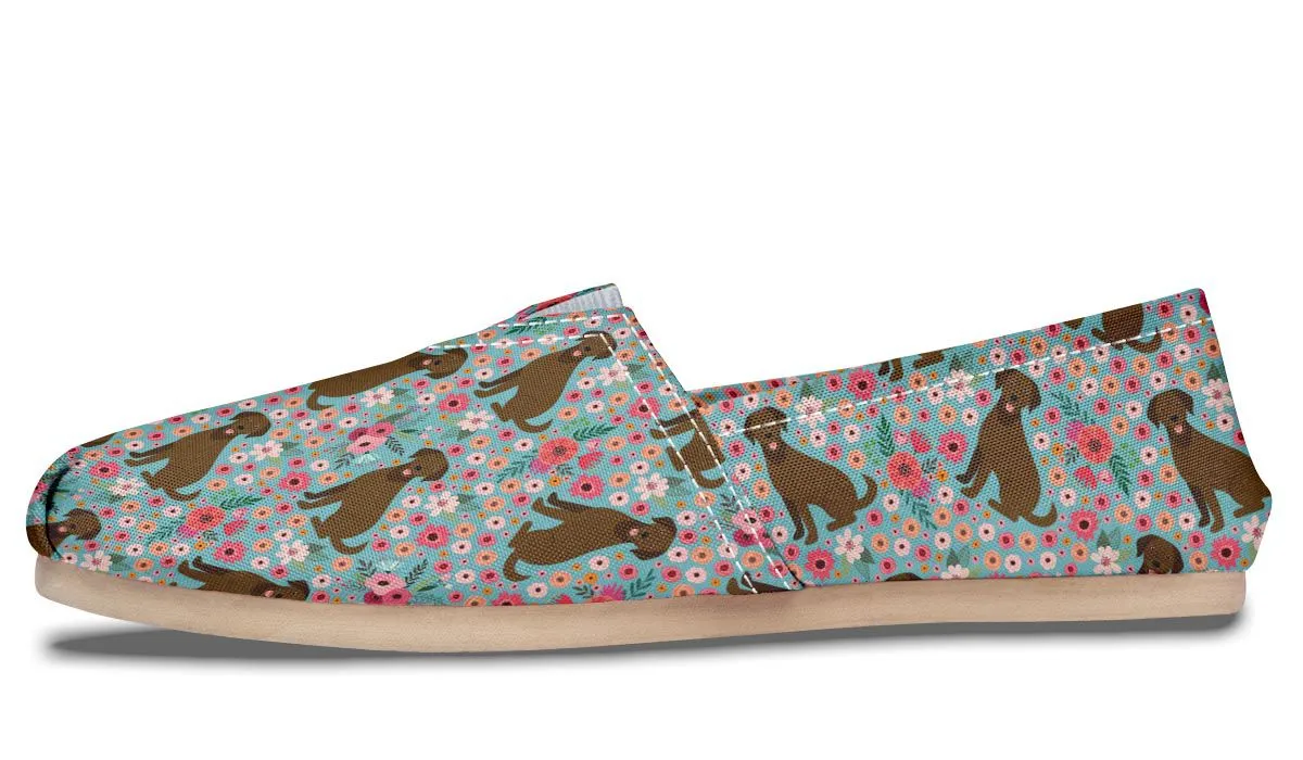 Chocolate Labrador Flower Casual Shoes
