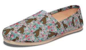Chocolate Labrador Flower Casual Shoes