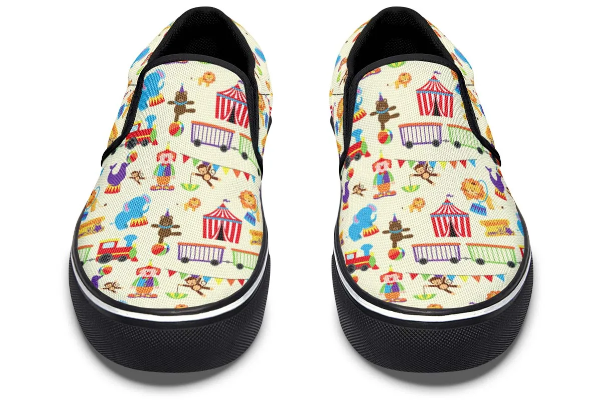 Circus Pattern Slip-On Shoes