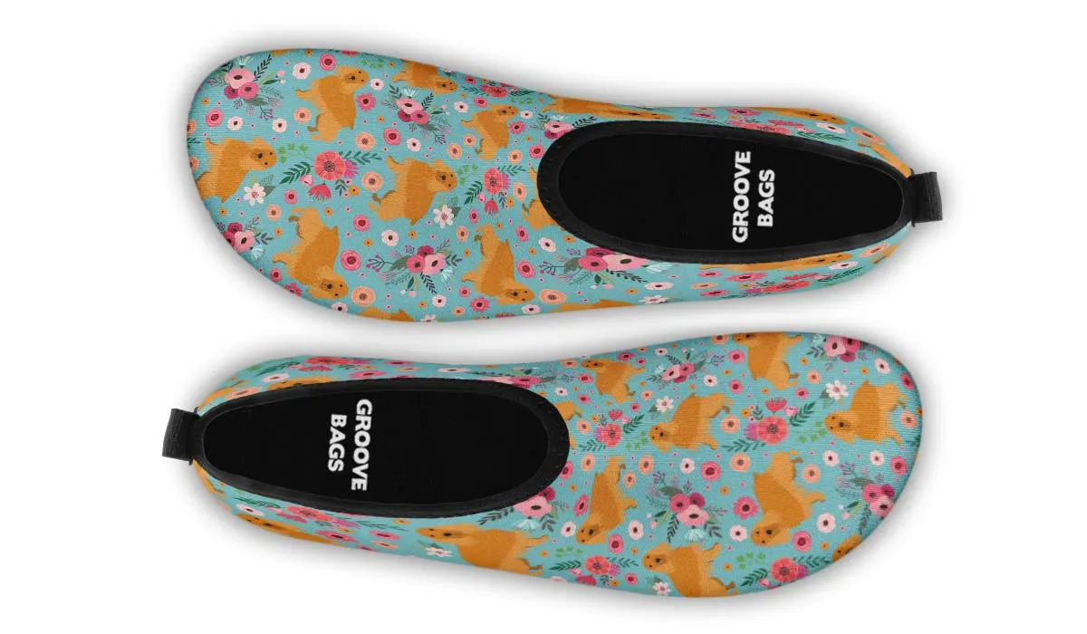 Cocker Spaniel Flower Aqua Barefoot Shoes