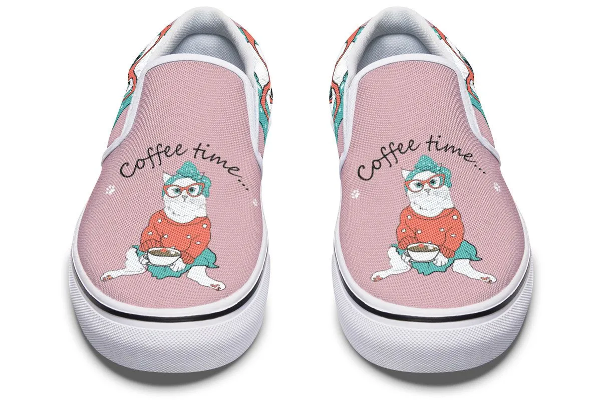Coffee Kitty Slip-On Shoes