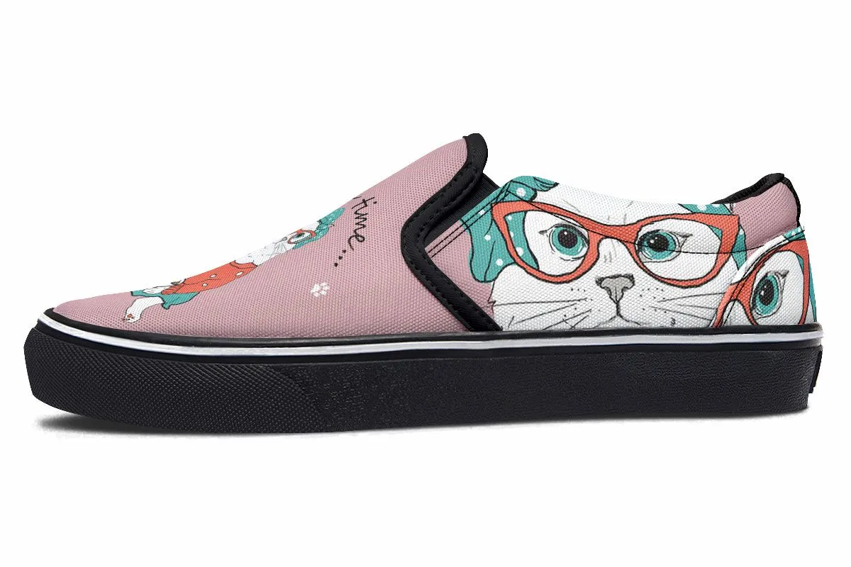 Coffee Kitty Slip-On Shoes