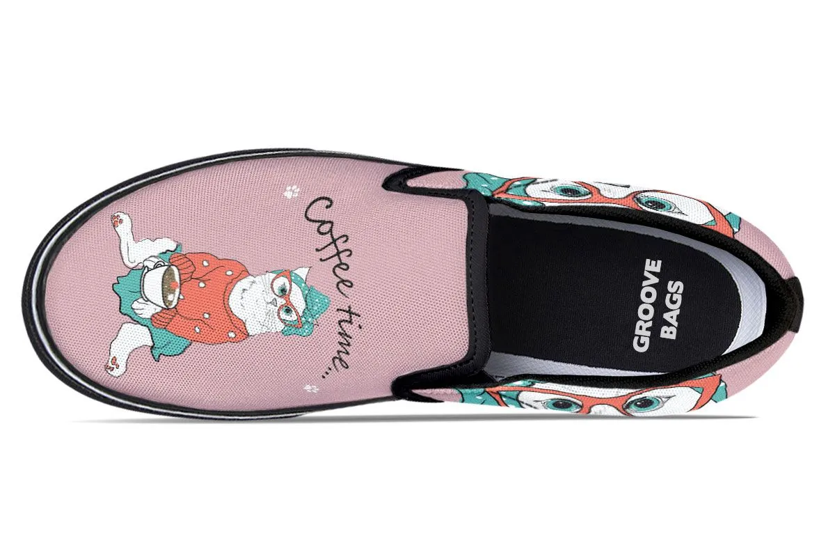 Coffee Kitty Slip-On Shoes