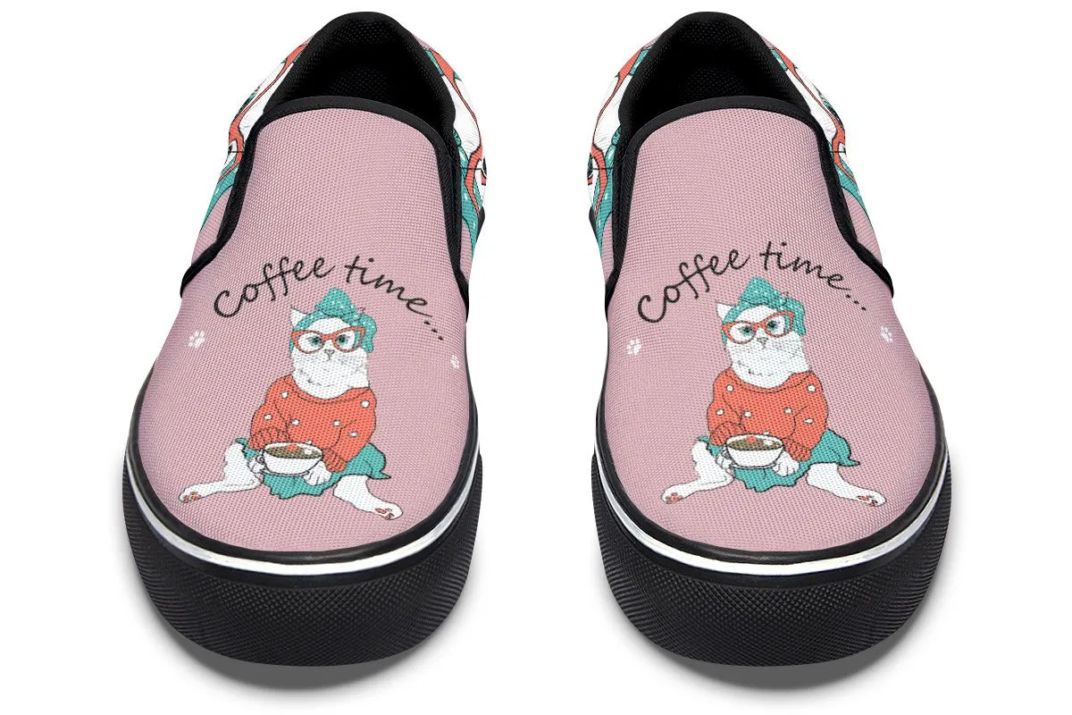 Coffee Kitty Slip-On Shoes