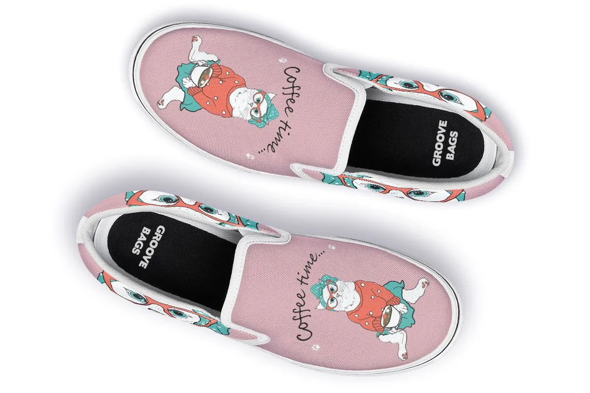 Coffee Kitty Slip-On Shoes