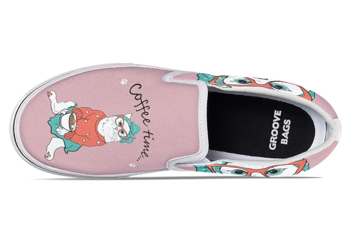Coffee Kitty Slip-On Shoes