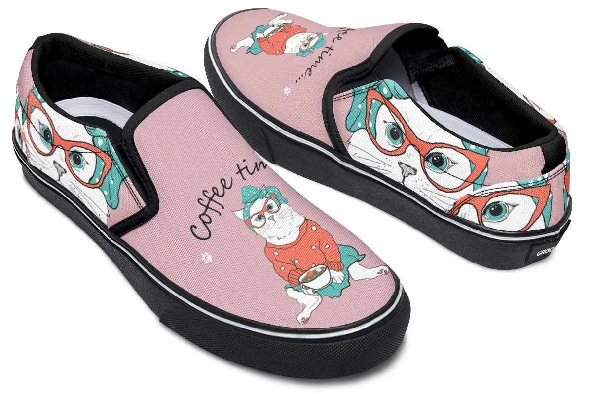 Coffee Kitty Slip-On Shoes