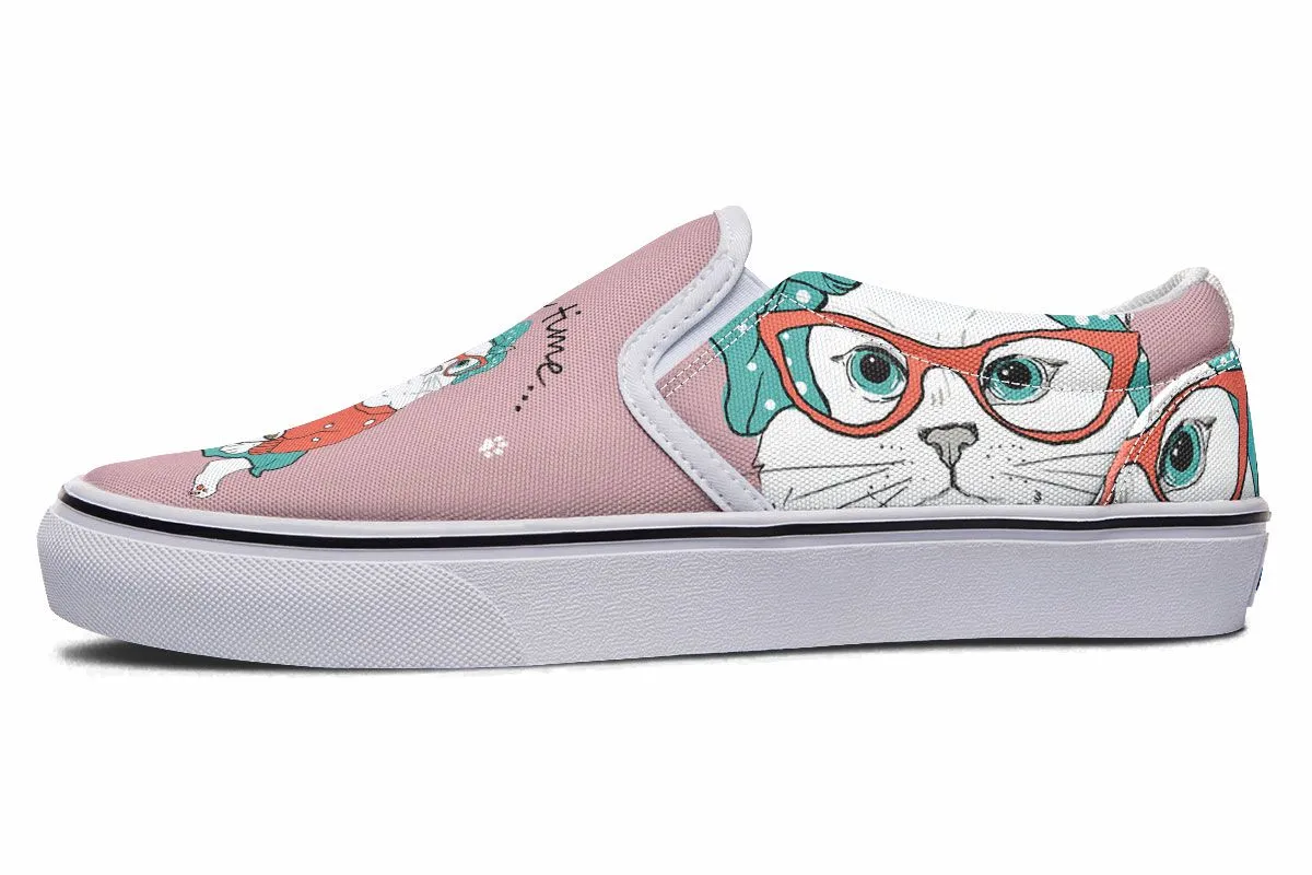 Coffee Kitty Slip-On Shoes