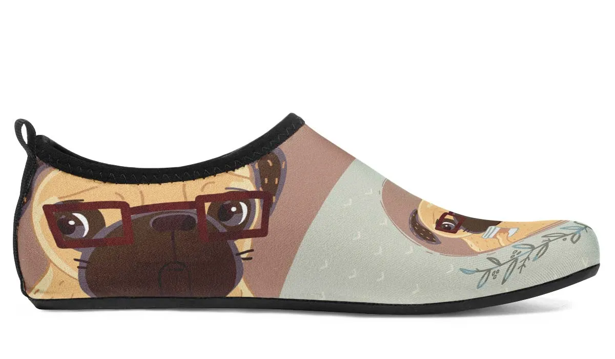 Coffee Pug Aqua Barefoot Shoes