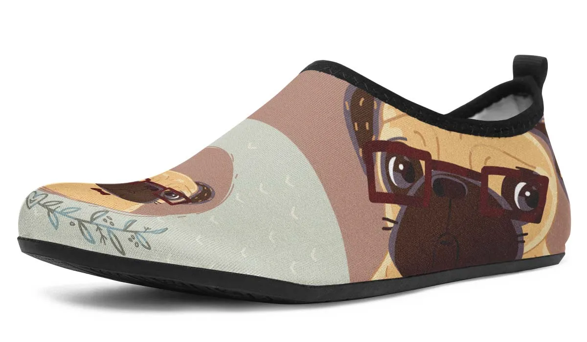 Coffee Pug Aqua Barefoot Shoes