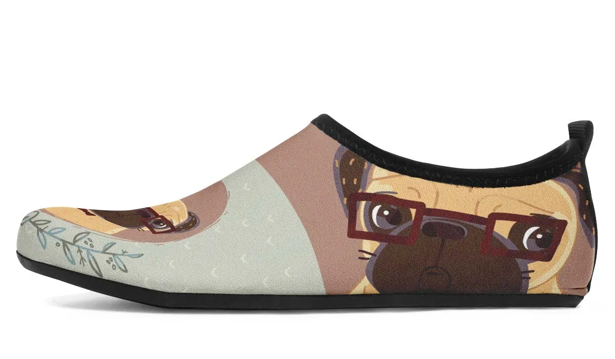 Coffee Pug Aqua Barefoot Shoes