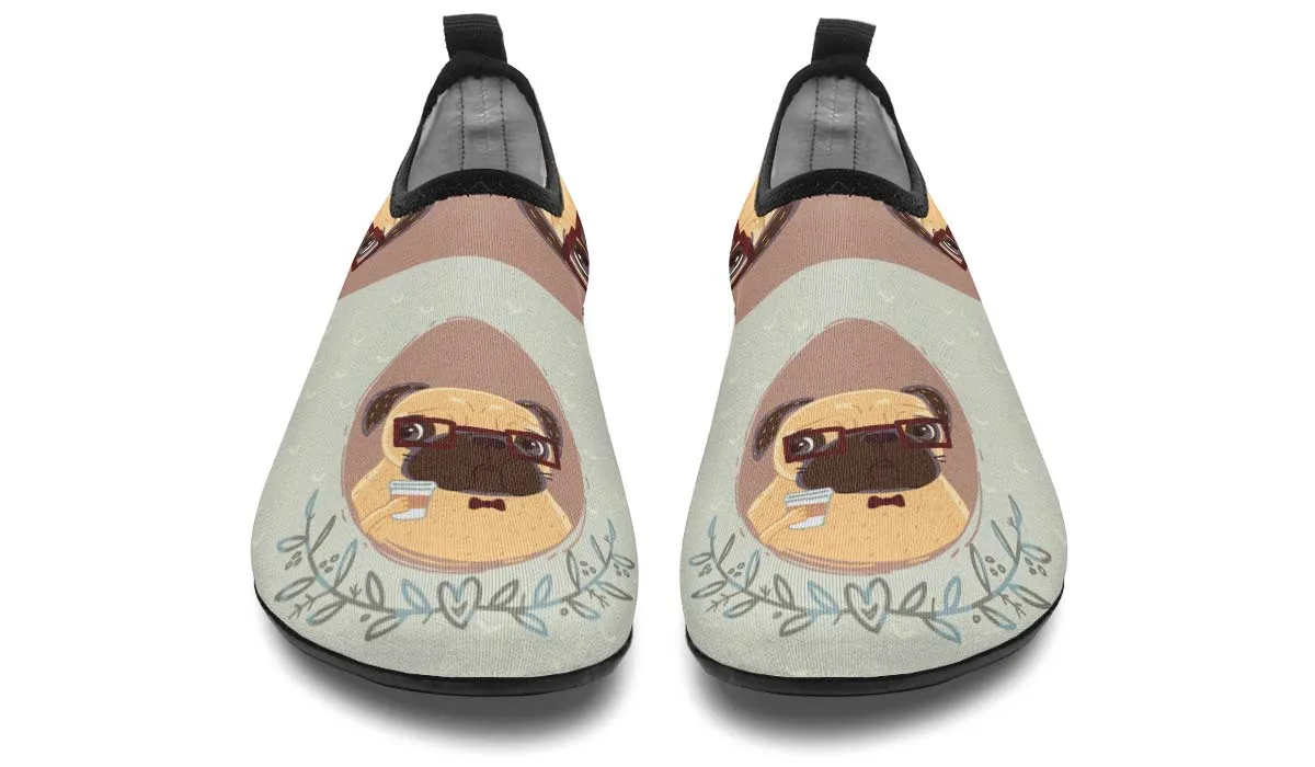 Coffee Pug Aqua Barefoot Shoes