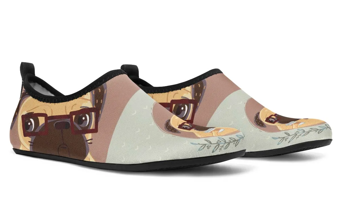 Coffee Pug Aqua Barefoot Shoes