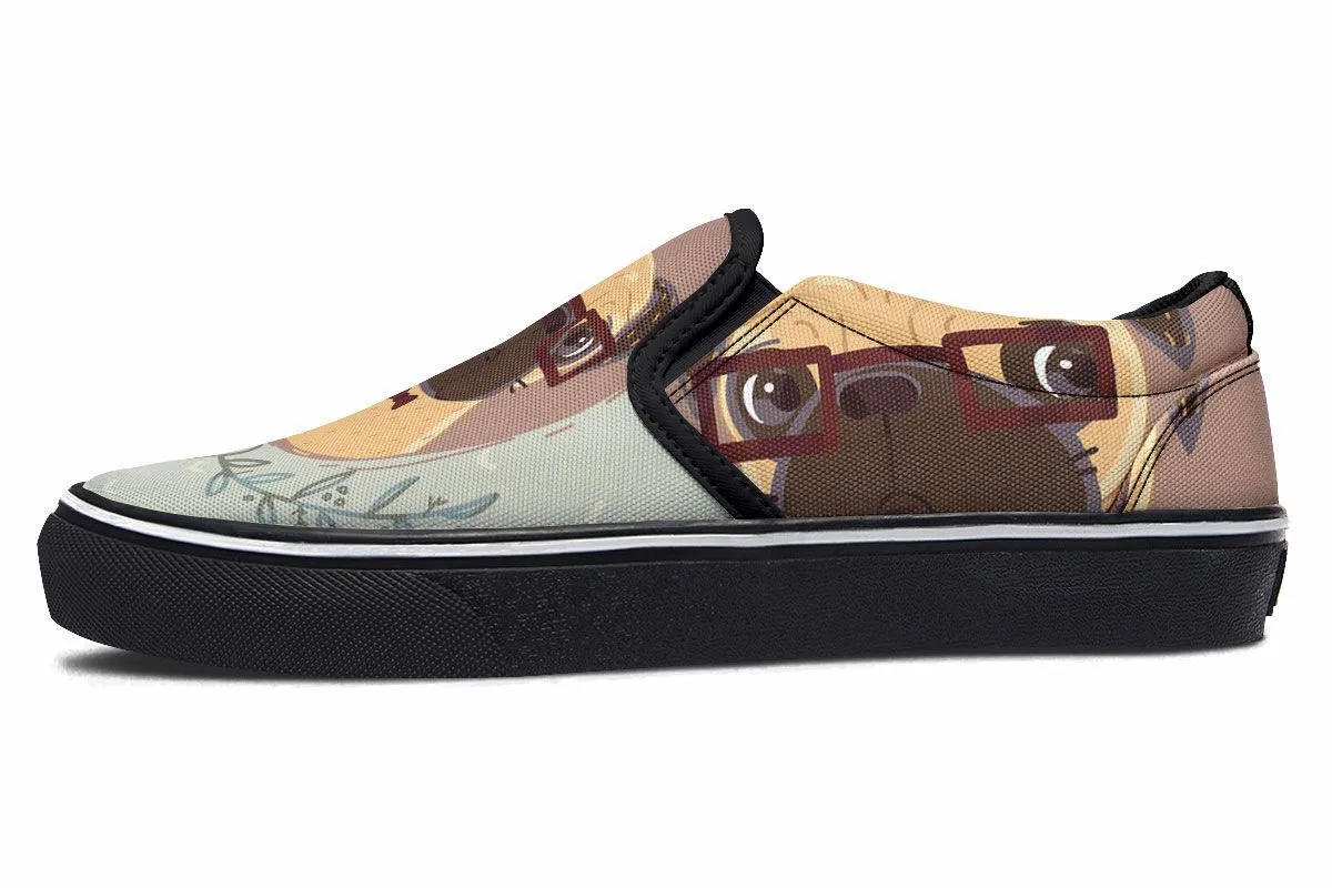 Coffee Pug Slip-On Shoes