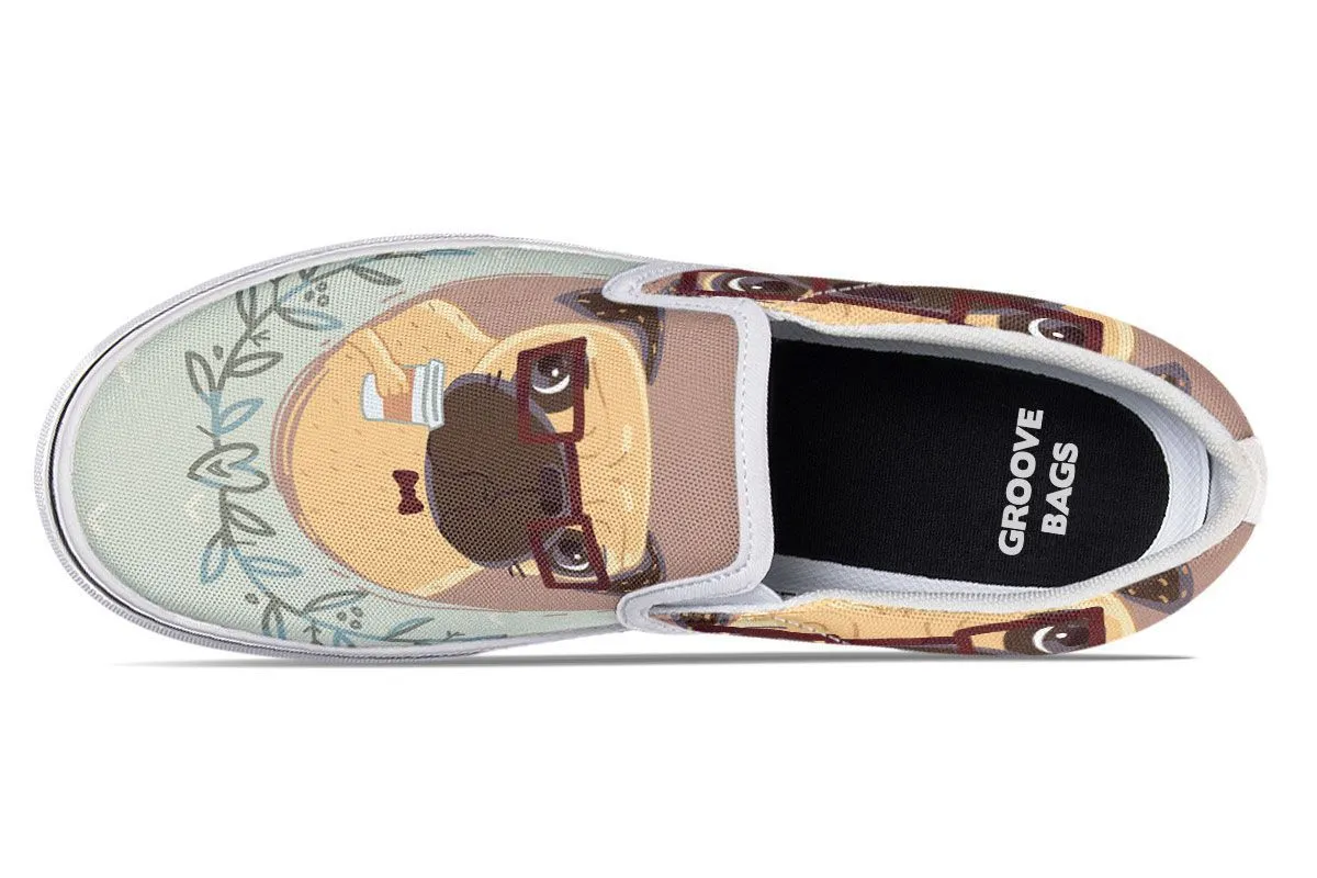 Coffee Pug Slip-On Shoes