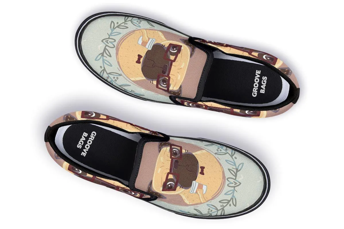Coffee Pug Slip-On Shoes