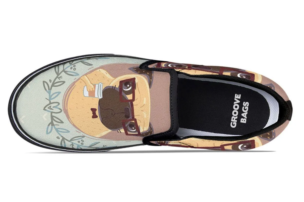 Coffee Pug Slip-On Shoes