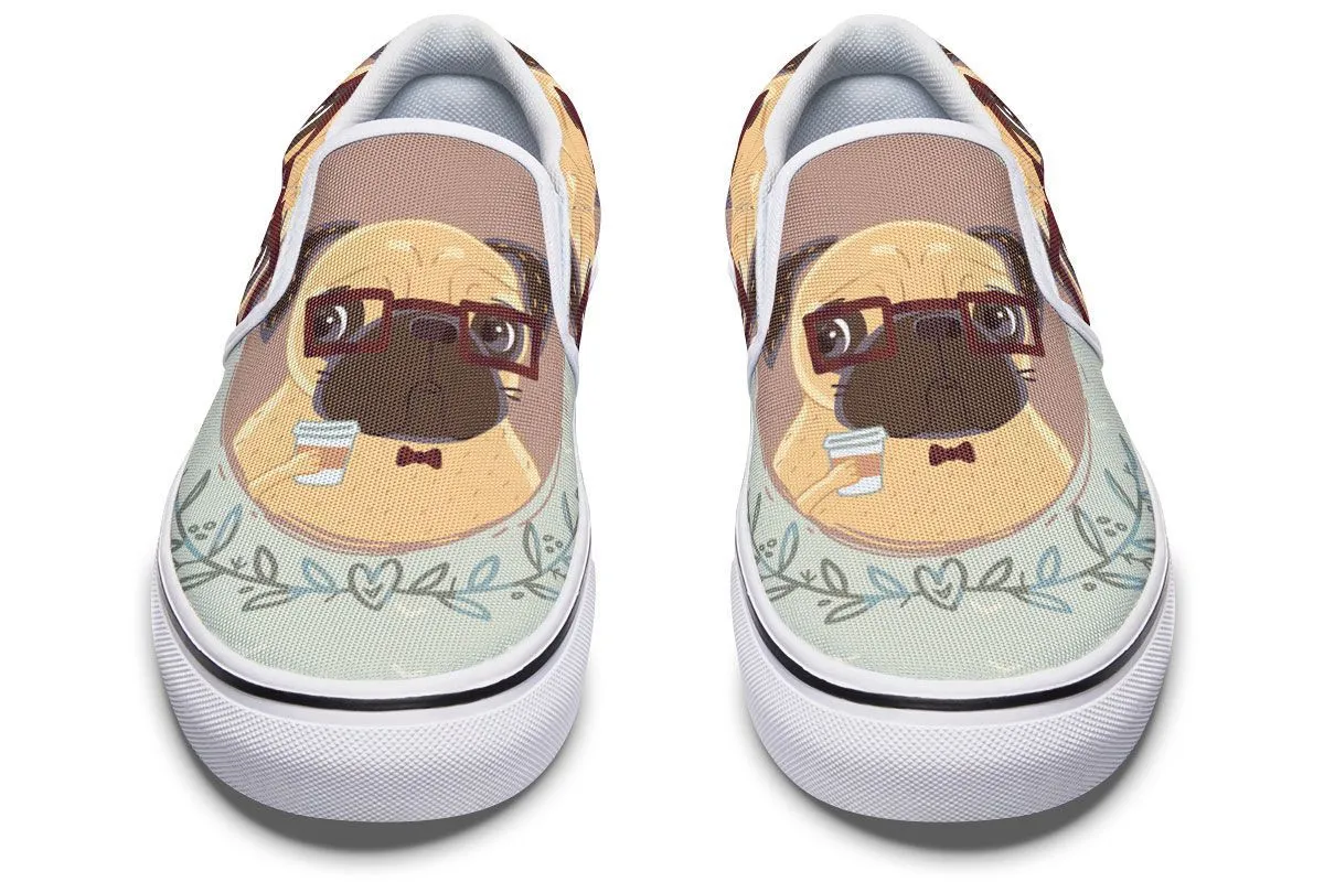 Coffee Pug Slip-On Shoes