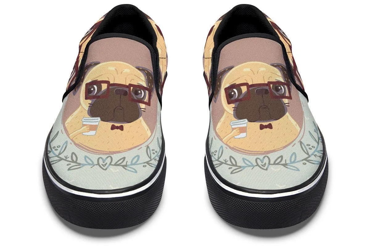 Coffee Pug Slip-On Shoes