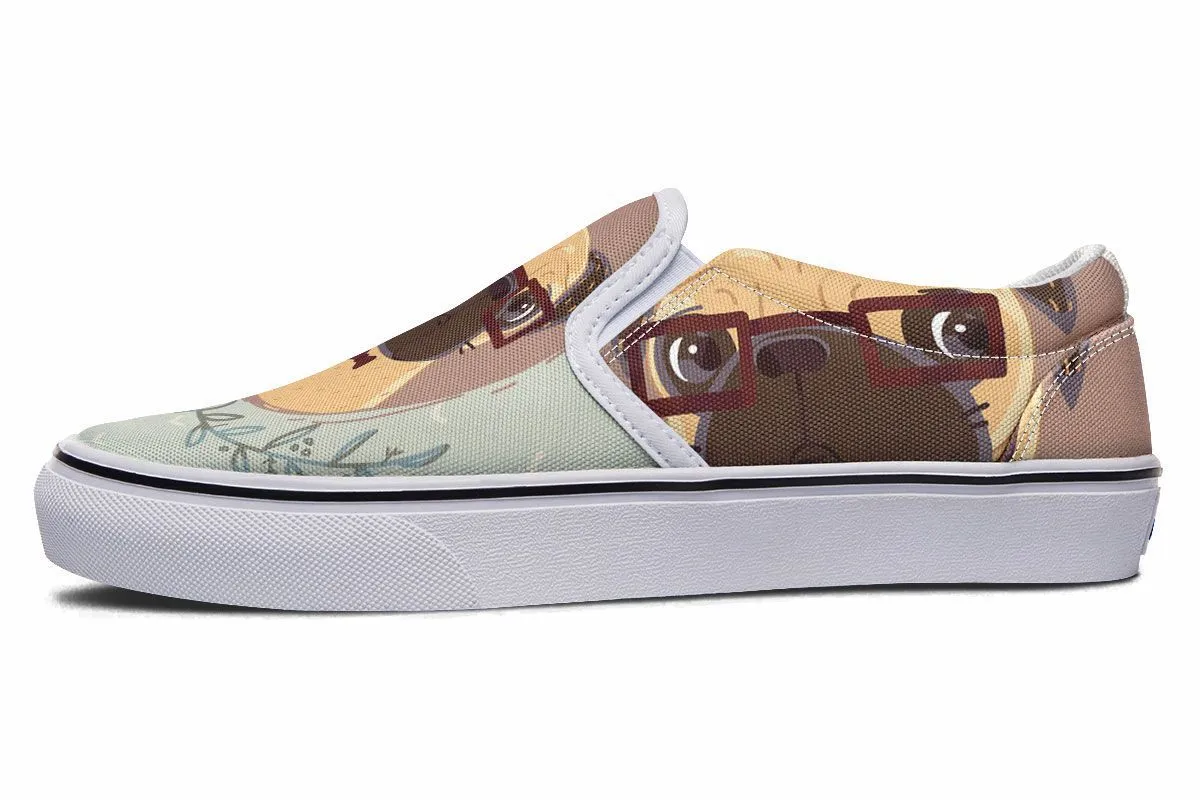 Coffee Pug Slip-On Shoes