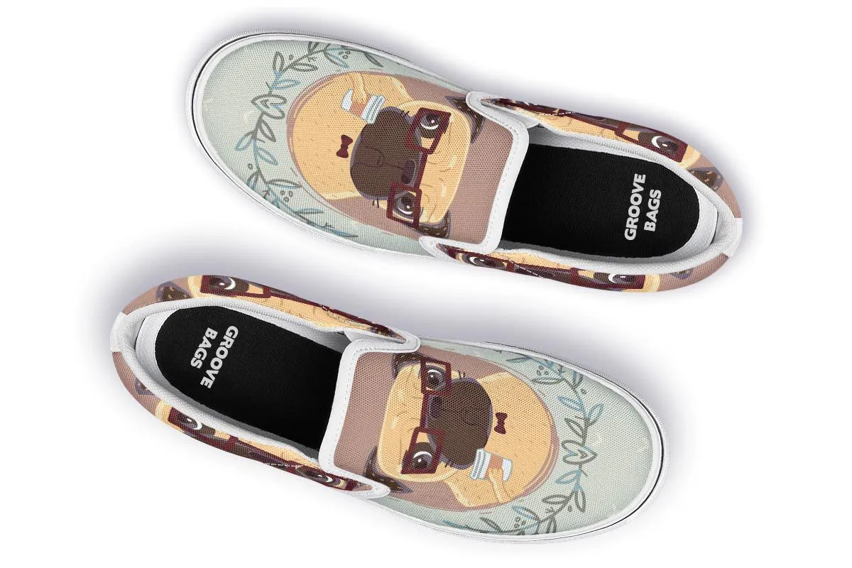 Coffee Pug Slip-On Shoes