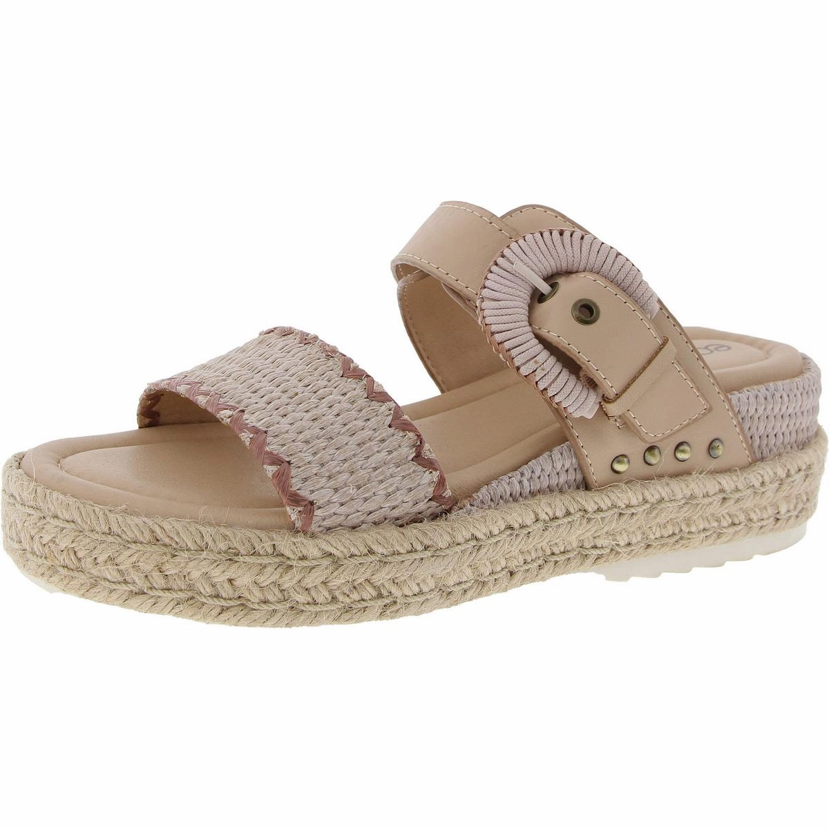 Colla Womens Leather Wedge Slide Sandals