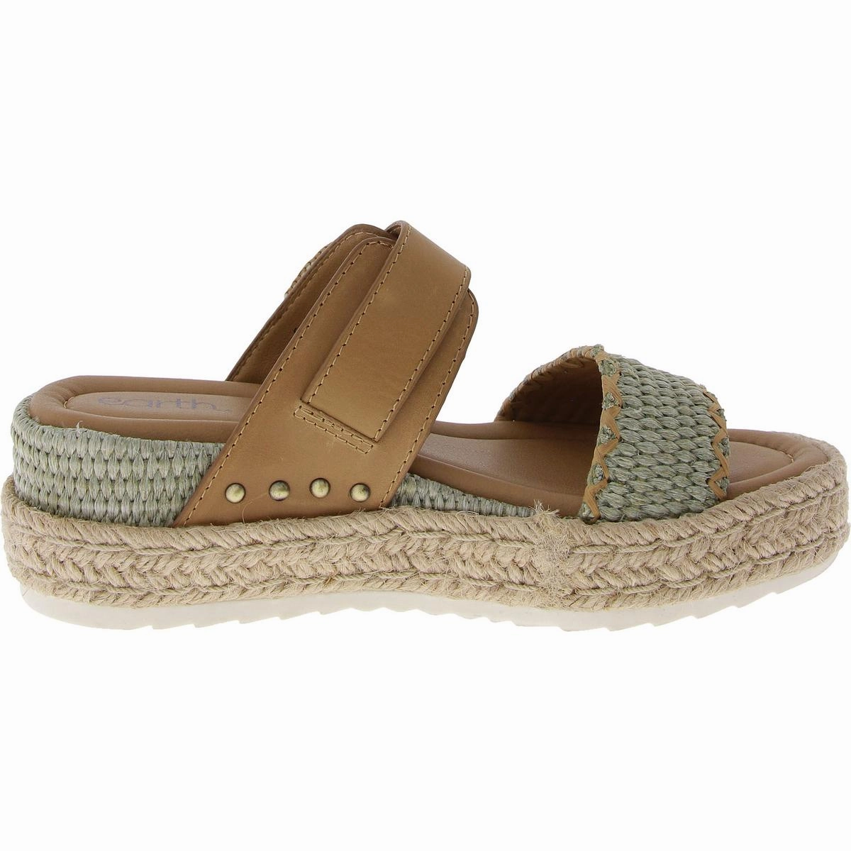 Colla Womens Leather Wedge Slide Sandals