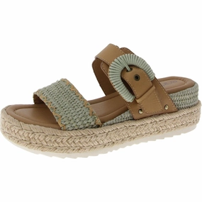 Colla Womens Leather Wedge Slide Sandals