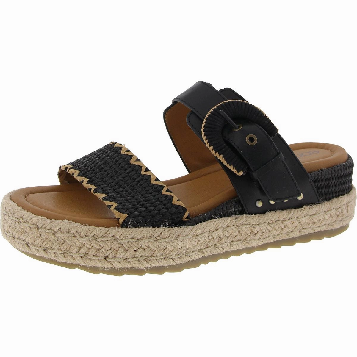 Colla Womens Leather Wedge Slide Sandals