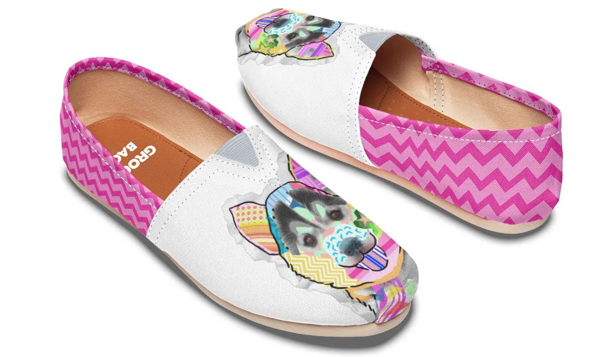 Collage Pup Husky Casual Shoes