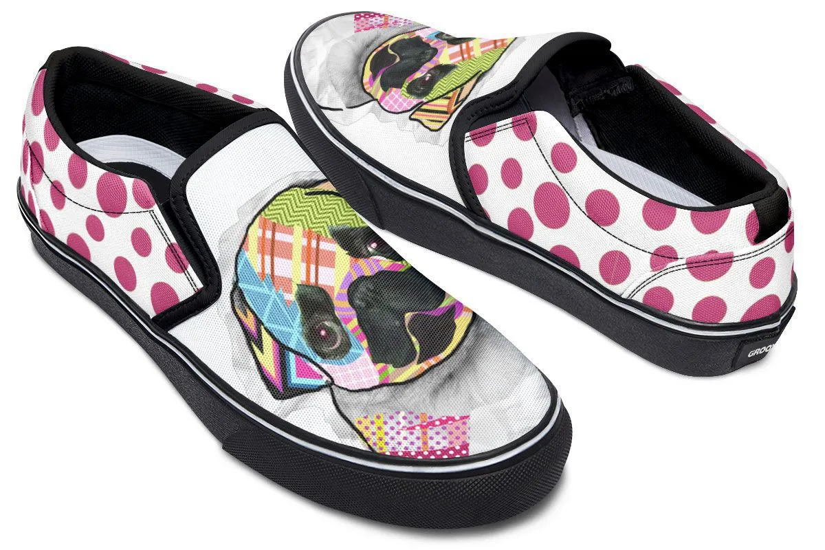 Collage Pup Pug Slip-On Shoes