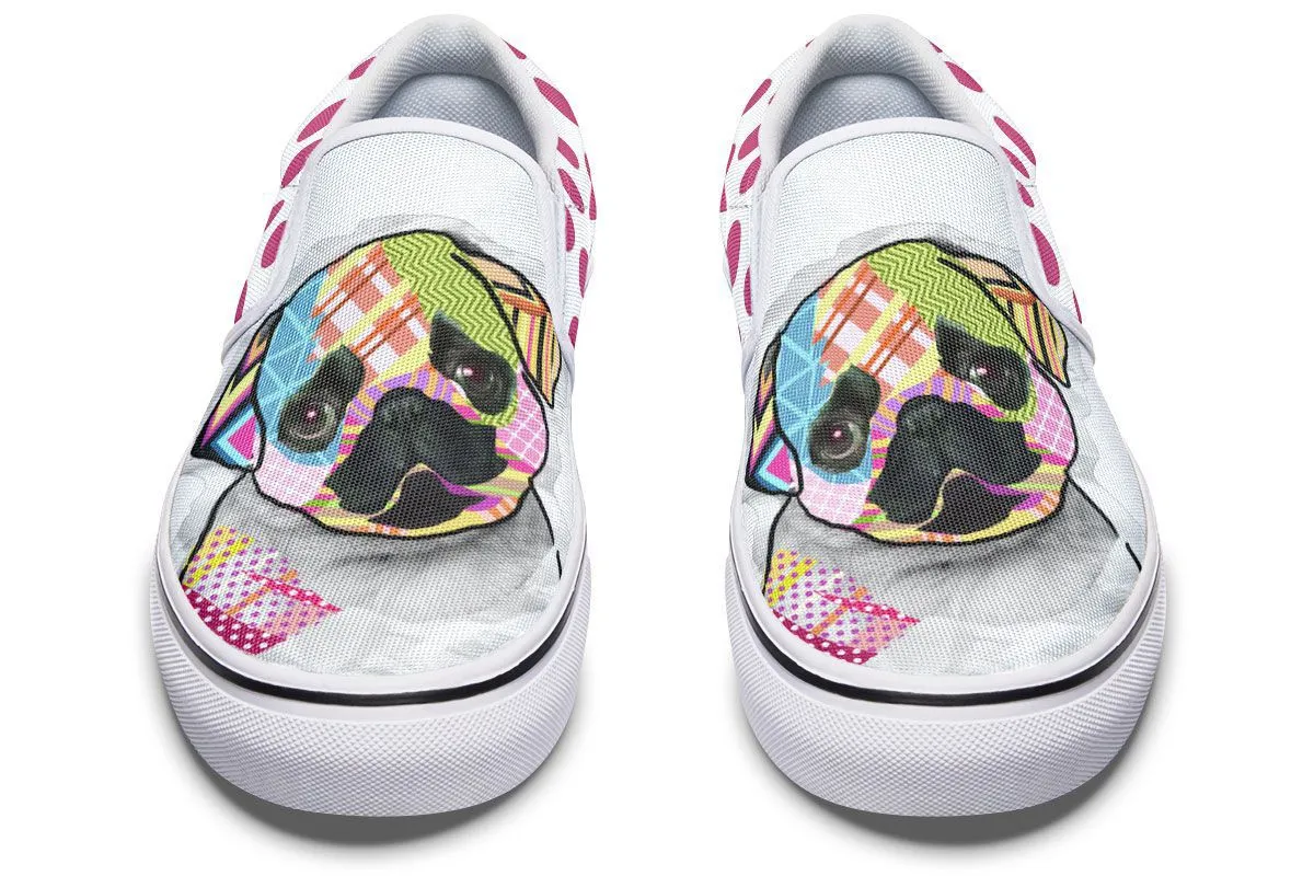 Collage Pup Pug Slip-On Shoes
