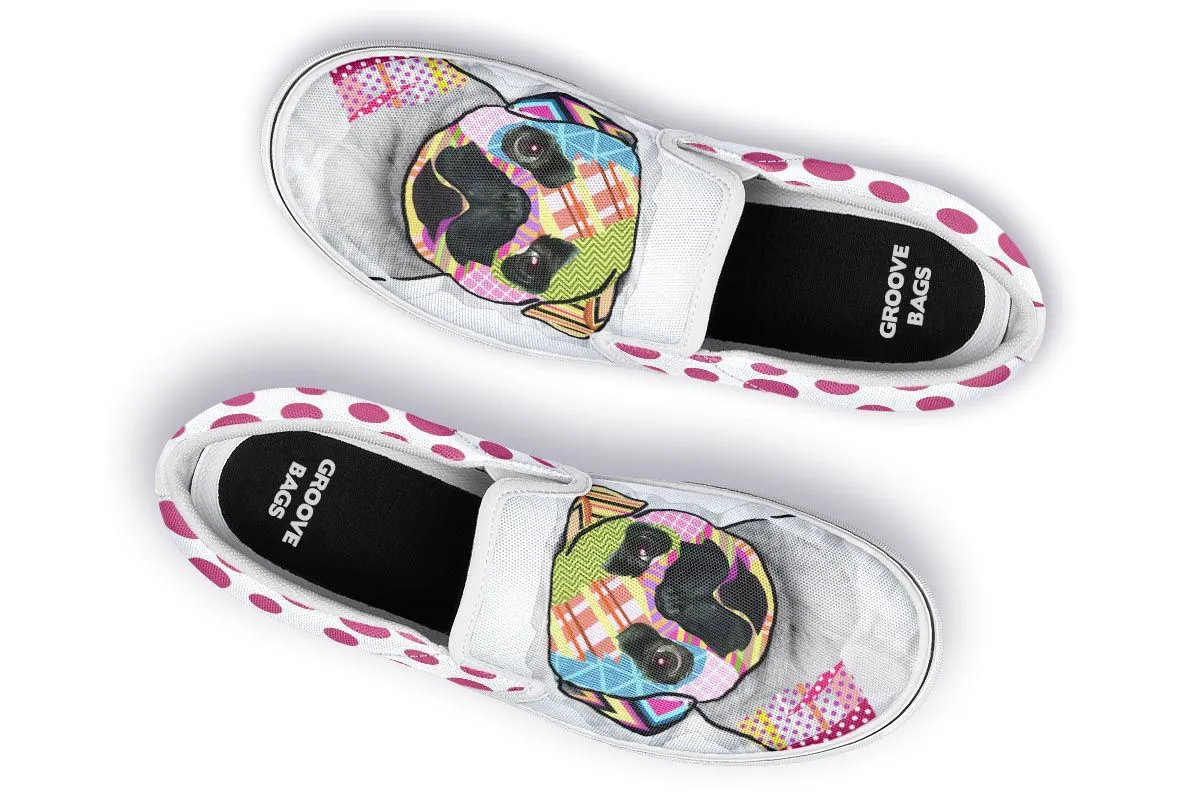 Collage Pup Pug Slip-On Shoes
