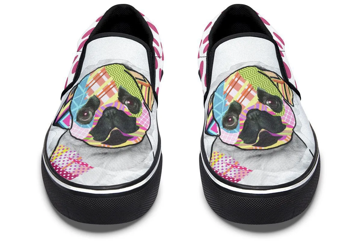 Collage Pup Pug Slip-On Shoes