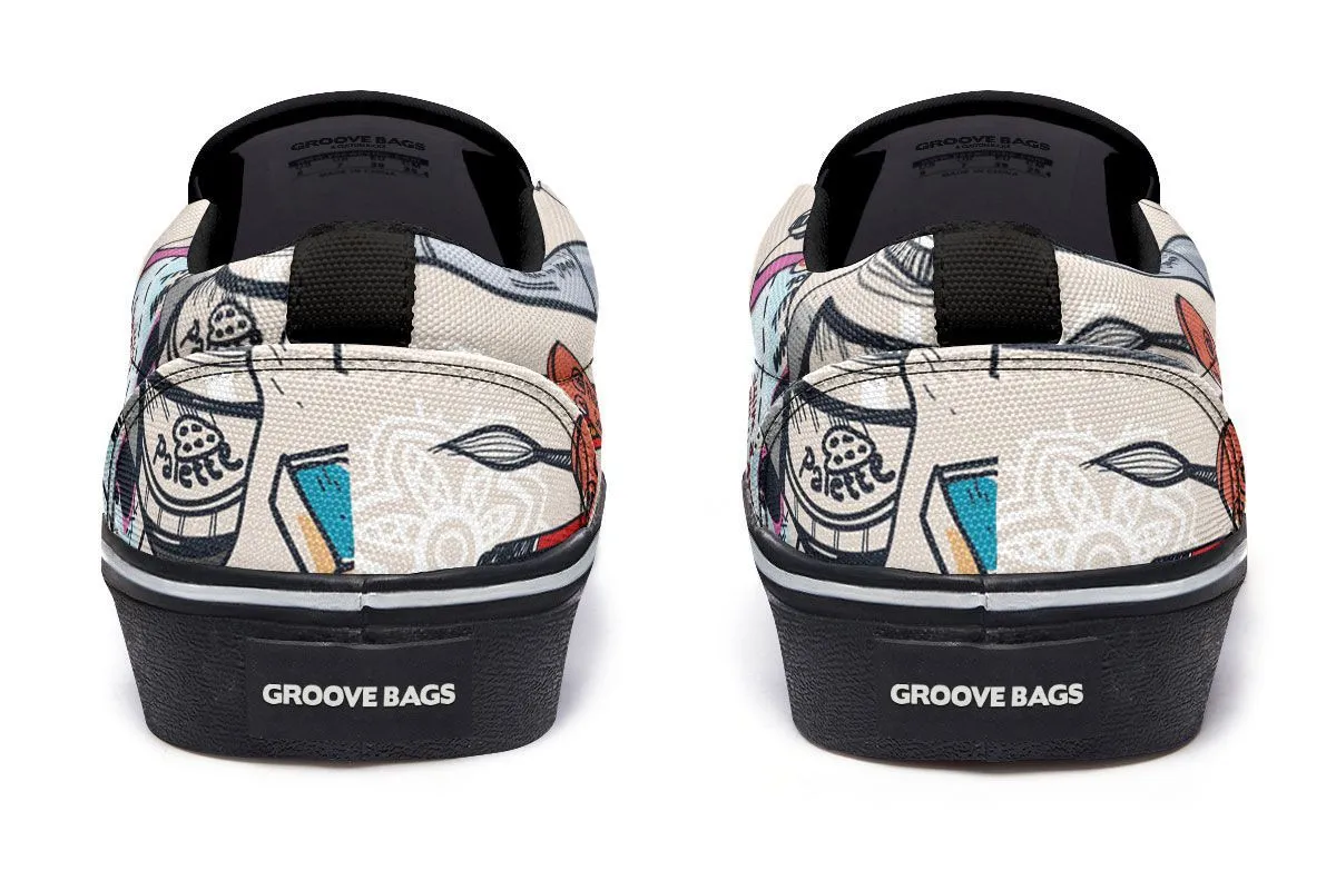 Colorful Art Teacher Slip-On Shoes