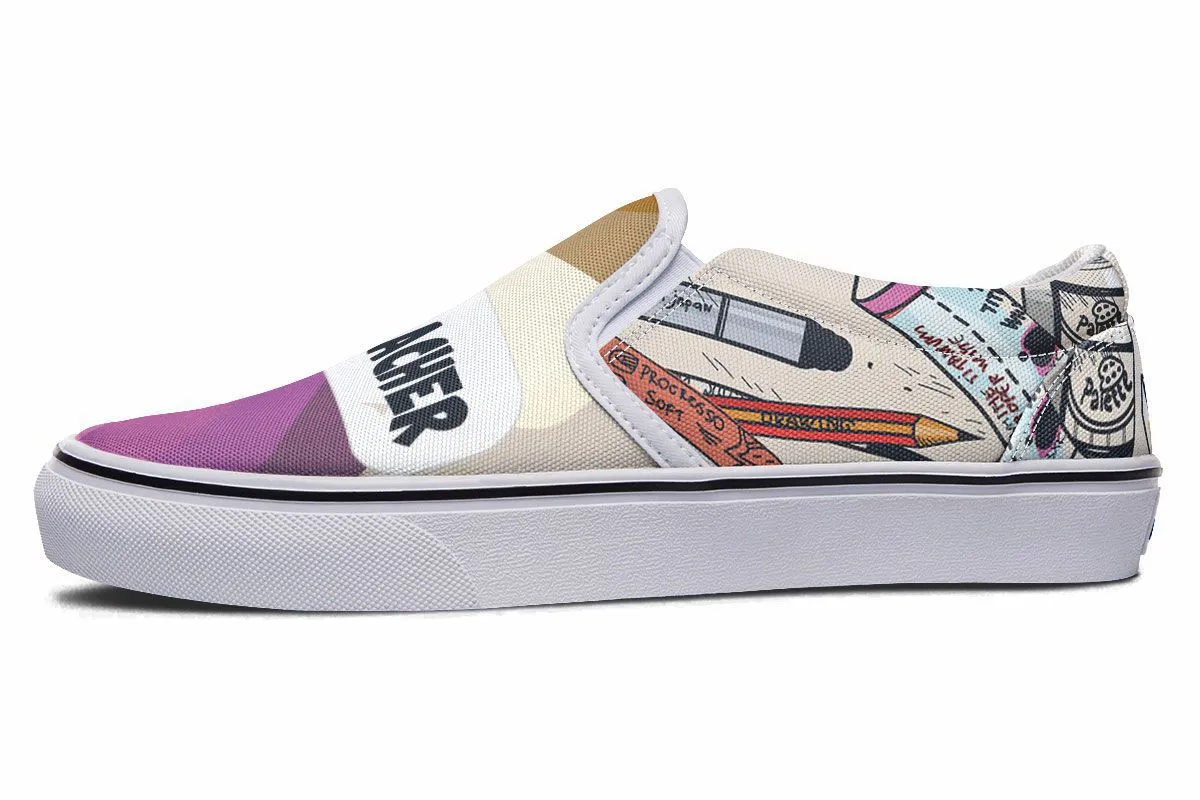 Colorful Art Teacher Slip-On Shoes