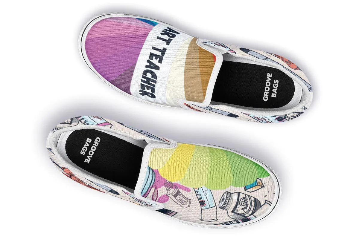 Colorful Art Teacher Slip-On Shoes