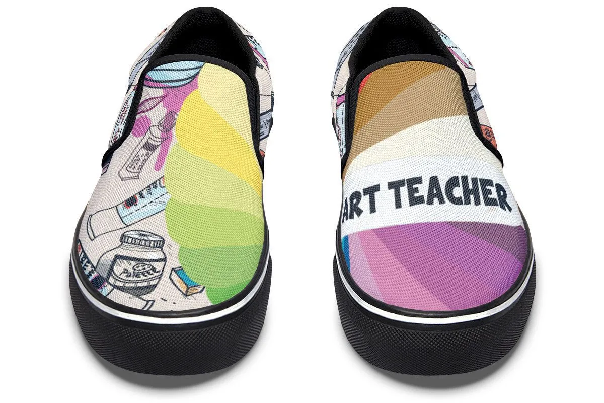 Colorful Art Teacher Slip-On Shoes