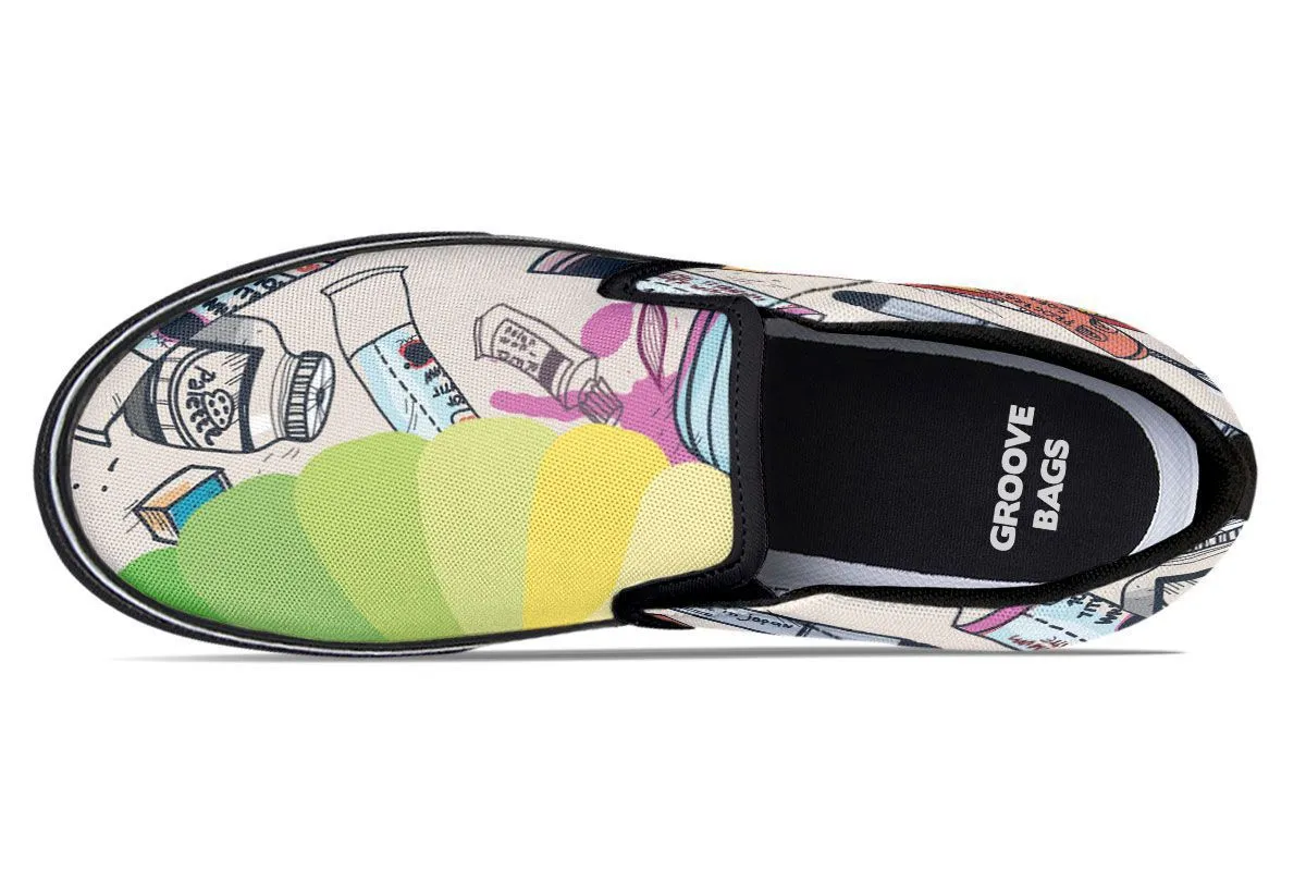 Colorful Art Teacher Slip-On Shoes