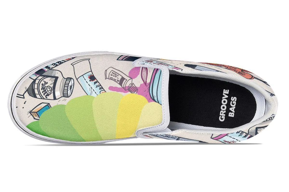 Colorful Art Teacher Slip-On Shoes