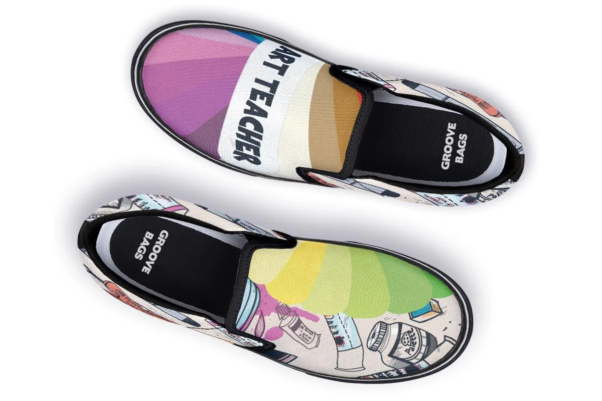 Colorful Art Teacher Slip-On Shoes
