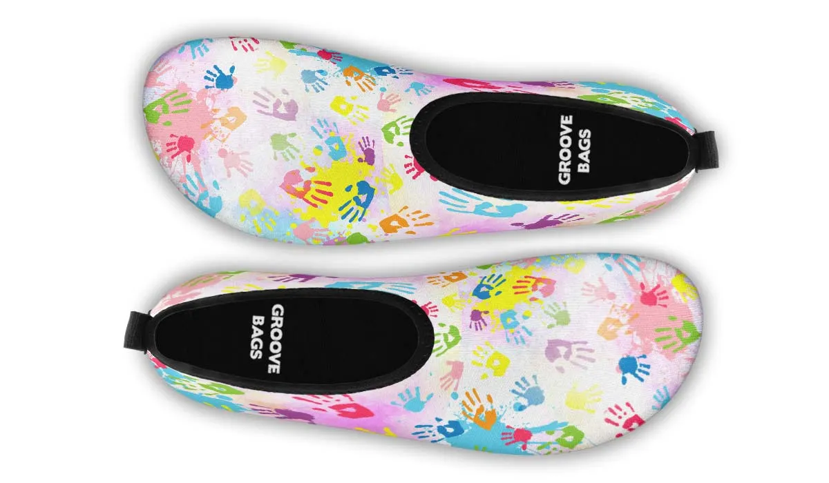 Colorful Handprint Aqua Barefoot Shoes